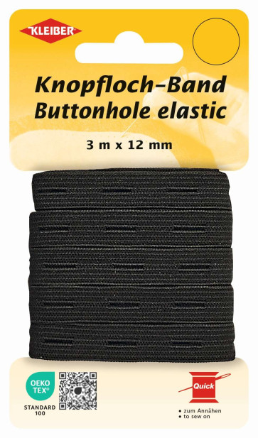 KLEIBER Knopflochband 12mmx3m/schwarz
