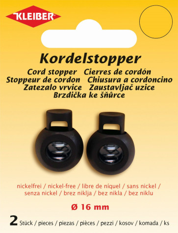 KLEIBER Kordelstopper Kunststoff 2Stk./Ø16mm/schwarz