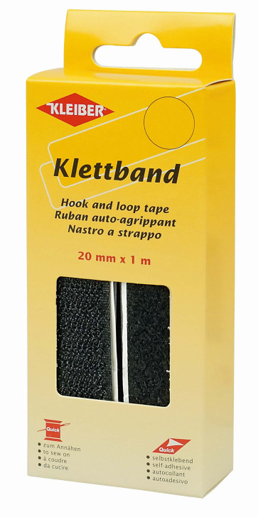 KLEIBER Klettband selbstklebend 2cmx1m/schwarz