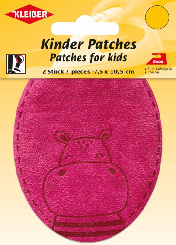 KLEIBER Kinder Bügel-Patch / Nilpferd 2x7,5x10,5cm/pink