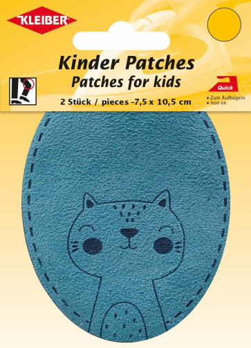 KLEIBER Kinder Bügel-Patch / Katze 2x7,5x10,5cm/blau