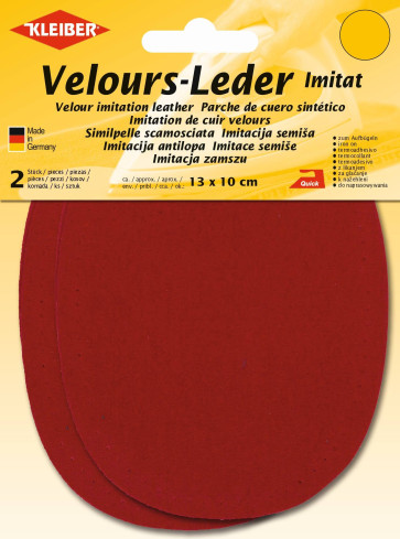 KLEIBER Velours-Bügelflecken oval 2x13cmx10cm/rot