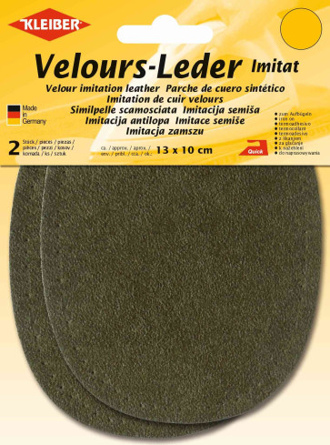 KLEIBER Velours-Bügelflecken oval 2x13cmx10cm/oliv