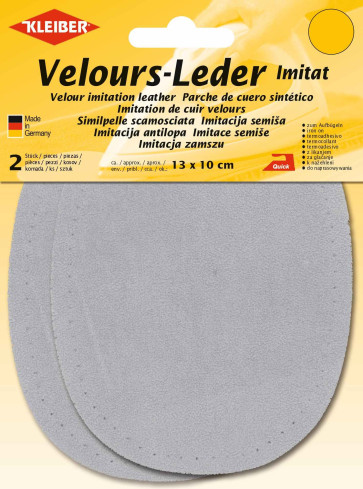 KLEIBER Velours-Bügelflecken oval 2x13cmx10cm/hellgrau