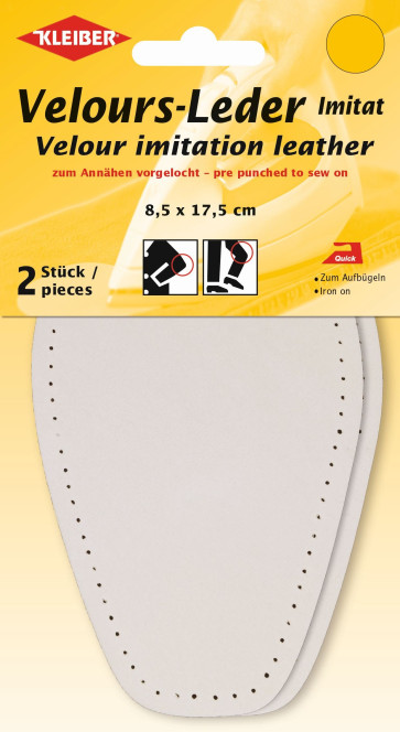 KLEIBER Velour-Leder Imitat Bügel-Patch 2x8,5x17,5cm/ecru