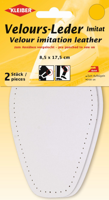 KLEIBER Velour-Leder Imitat Bügel-Patch 2x8,5x17,5cm/weiß