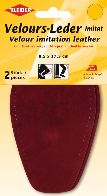 KLEIBER Velour-Leder Imitat Bügel-Patch 2x8,5x17,5cm/rot