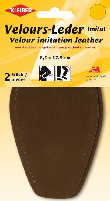 KLEIBER Velour-Leder Im.at Bügel-Patch 2x8,5x17,5cm/mbraun