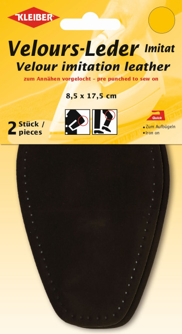 KLEIBER Velour-Leder Imitat Bügel-Patch /dklbraun