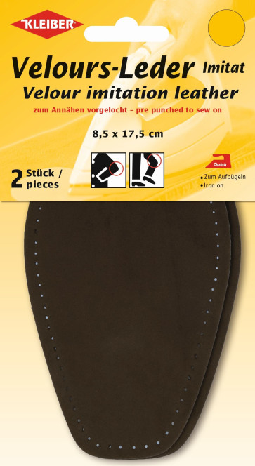 KLEIBER Velour-Leder Imitat Bügel-Patch 2x8,5x17,5cm/khaki