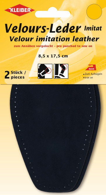 KLEIBER Velour-Leder Im.at Bügel-Patch 2x8,5x17,5cm/marine