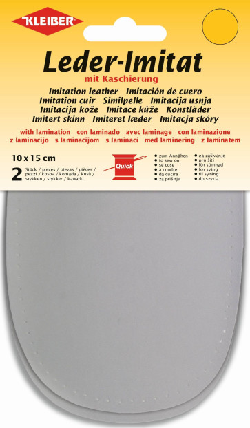 KLEIBER Leder-Imitat mit Kaschierung 2x10cmx15cm/hellgrau