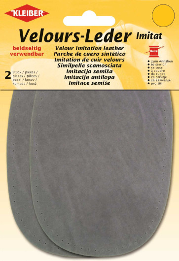 KLEIBER Velours-Leder Im.at beidseitig 2x10cmx15cm/mgrau