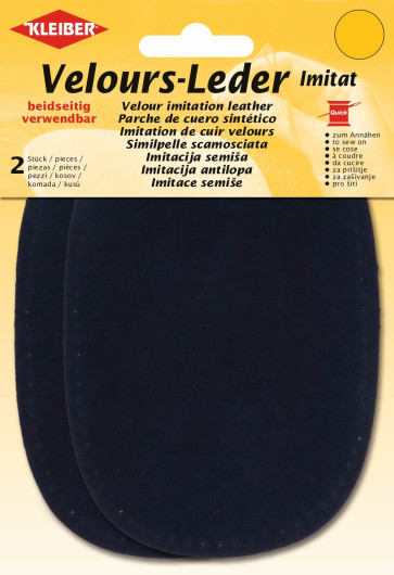 KLEIBER Velours-Leder Imitat beidseitig 2x10cmx15cm/marine