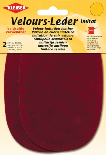 KLEIBER Velours-Leder Imitat beidseitig 2x10cmx15cm/rot