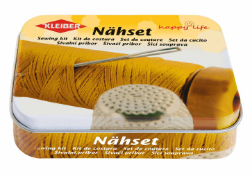 KLEIBER Nähset in Metalldose 11cmx7,5cmx3cm/gelb
