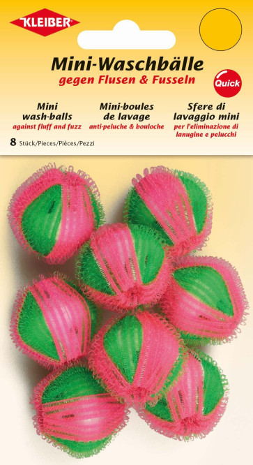 KLEIBER Mini-Waschbälle 8Stück/Ø3,5cm/rosa,grün