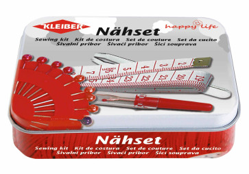 KLEIBER Nähset in Metalldose 11cmx7,5cmx3cm/rot