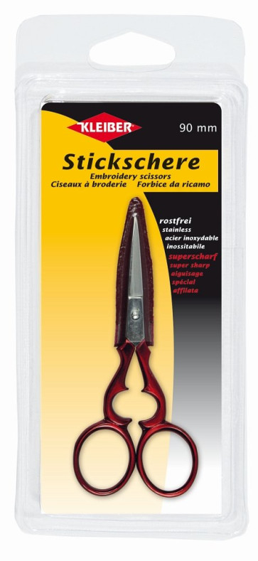KLEIBER Stickschere mit Spitze 90mm/rot