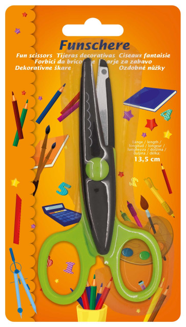 KLEIBER Fun-Schere - Wellenschnitt 135mm/schwarz-grün