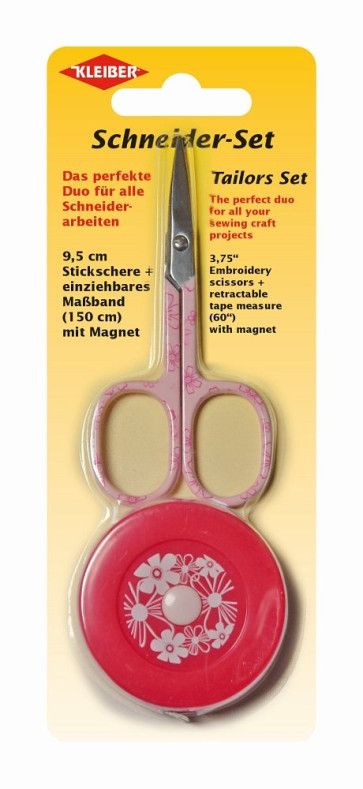 KLEIBER Schneider-Set 95mmSchere/150cmMaßband/pink