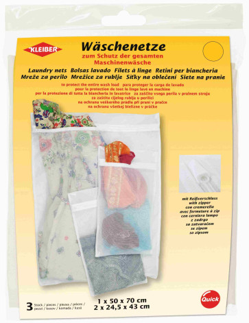 KLEIBER Wäschenetz 3er Set 1x50cmx70cm,2x24,5cmx43cm/weiß