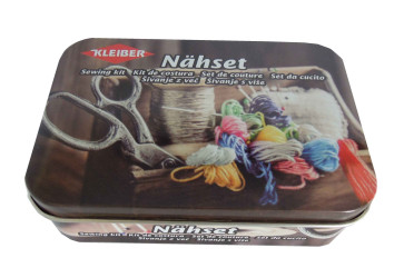 KLEIBER Nähset in Metalldose 11cmx7,5cmx3cm/Schere