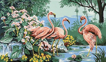 MARGOT Stramin "Flamingos" 30x52cm