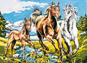 SEG Stramin "drei Pferde" 37x51cm