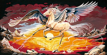 SEG Stramin "Pegasus i.Sonnenunterg" 54 x 105cm