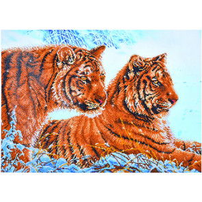 DIAMOND DOTZ Tigers in the snow 72x52 cm