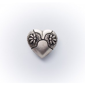 23mm Dirndlknopf Met.Herz, altsilb.