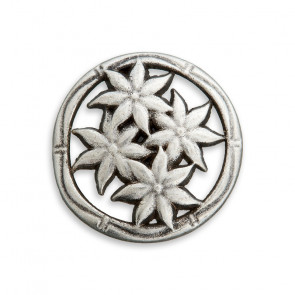 23mm Dirndlknopf, mit 4 Edelweiß, durchbrochen