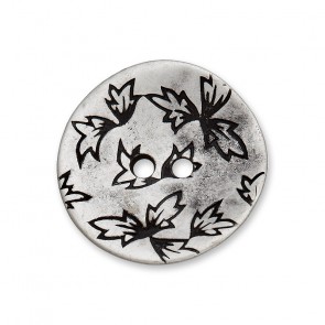 23mm Dirndlknopf Metall 2-loch mit Blätter, altsilber