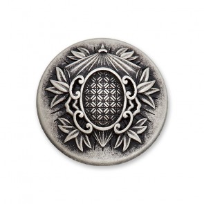 15mm Dirndlknopf Metall mit Öse Blätterkranz, altsilber