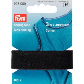 Prym Schrägband Baumwolle 40/20 mm schwarz