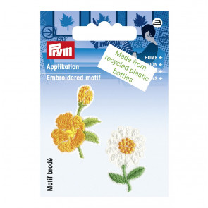 Prym Appl. recycelt Blumen weiß/orange