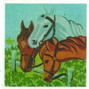MILLER Gobelin  "3 Pferde"  ca.22x22
