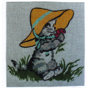 MILLER Gobelin "Katze mit Hut"  ca.22x22