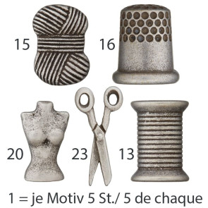Union Knopf Poly-Kn. metall. Fingerhut 16mm 18St