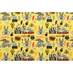 BW-Stoff Popeline Dig. Bugs Bunny - gelb 150cm