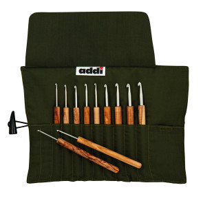 addiWrap Olivenholz Häkelnadel Etui befüllt 2-6mm