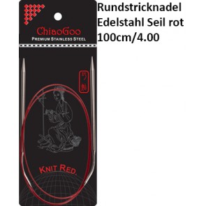 ChiaoGoo Rundstrickndl. Edelstahl Seil rot 100cm/4.00