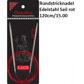 ChiaoGoo Rundstrickndl. Edelstahl Seil rot 120cm/15.00