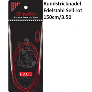 ChiaoGoo Rundstrickndl. Edelstahl Seil rot 150cm/3.50