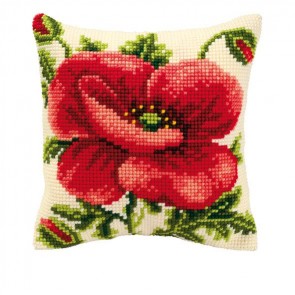 VER Kreuzstichkissenpackung Mohnblume
