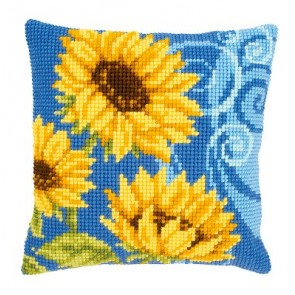 VER Kreuzstichkissenpackung Sonnenblumen auf Blau