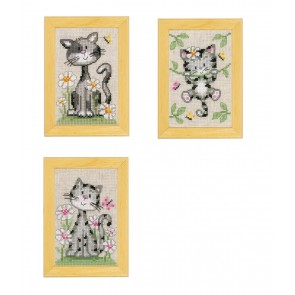 VER Miniaturenpackung Katzen mit Blumen 3er Set