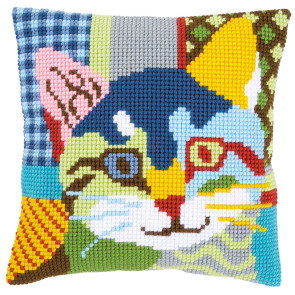 VER Kreuzstichkissenpackung Katze, patchwork Stil