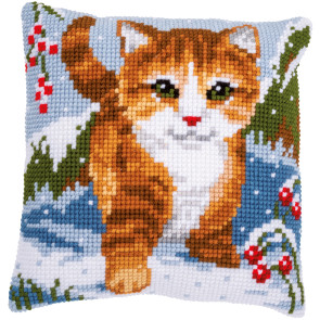 VER Kreuzstichkissenpackung Katze im Schnee